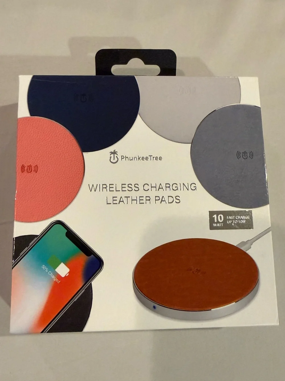Brown Wireless Charging Leather Pad - Fast Charge